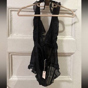 NWT We Are HAH “Butterfly Bodysuit” size Small in Noir / Black